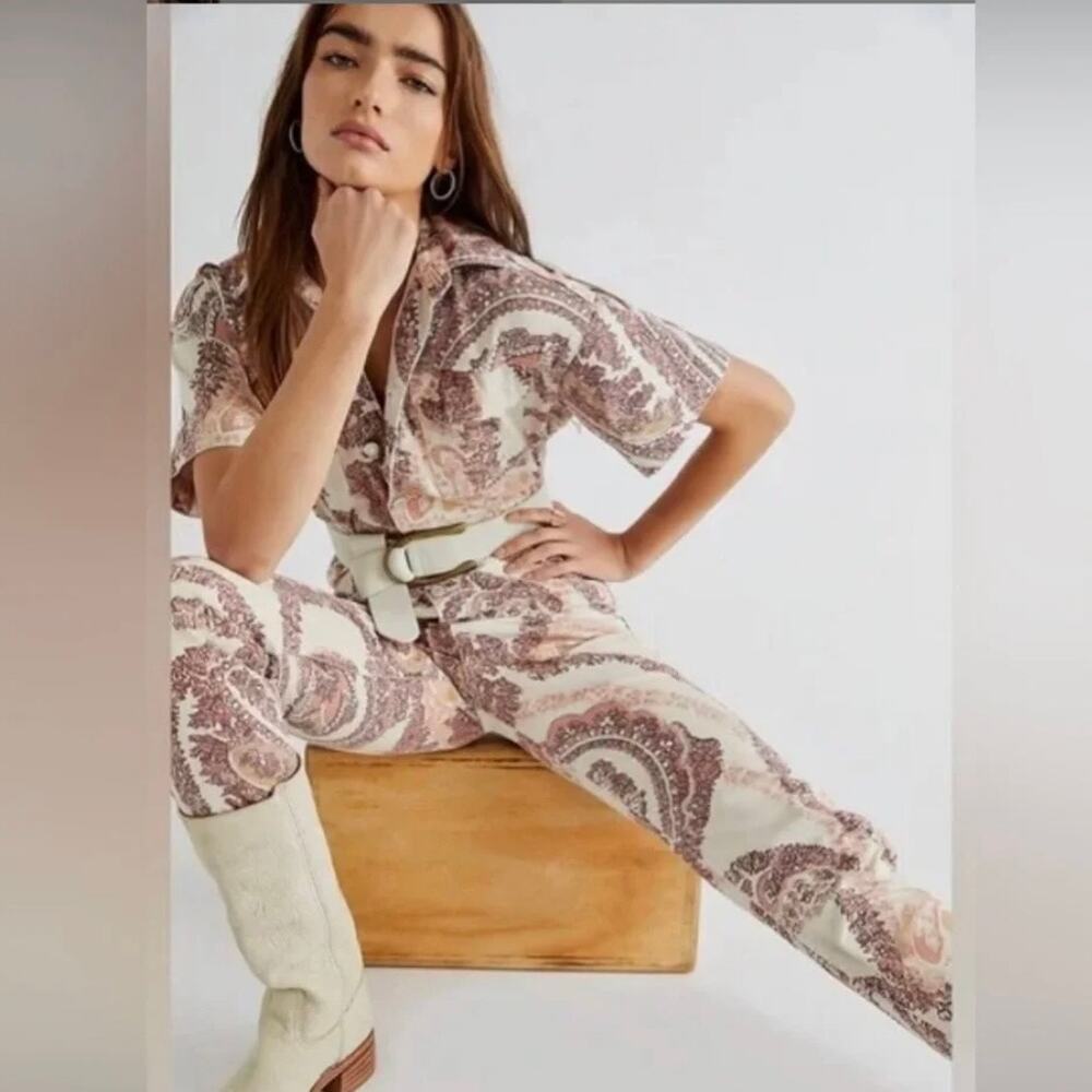 Free People We The Free Marci Paisley Printed Coverall - Jumpsuit - Size M